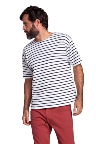 Armor Lux Herren T-Shirt T-Shirt Marinière "Theviec" Homme Gestreift, Weiß (400 Blanc/Navire), XXX-Large (Herstellergröße: 7)