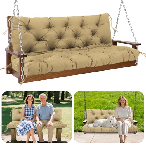 GPCHZM Hollywoodschaukel Auflage 150cm Wasserdicht Gartenbank Auflage Verdickt(12.5cm) Mit Rückenlehne Schaukelbank Auflage für Hollywoodschaukel Sitzbank Gartenbank Terrasse Hinterhof Rasen Veranda