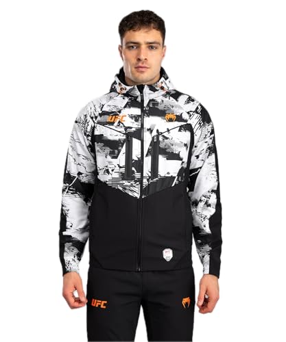 Venum UFC Zenith Herren Schwarz/Weiß/Orange Authentic Fight Week Kapuzenshirt mit Reißverschluss - S