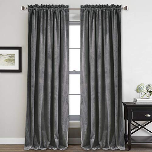 StangH Samtvorhänge, 243,8 cm, Schlafzimmer, Samtvorhang, Verdunkelungsvorhänge, wärmeisoliert, Schiebetürpaneel, 132,1 x 243,8 cm lang, 2 Paneele, grau