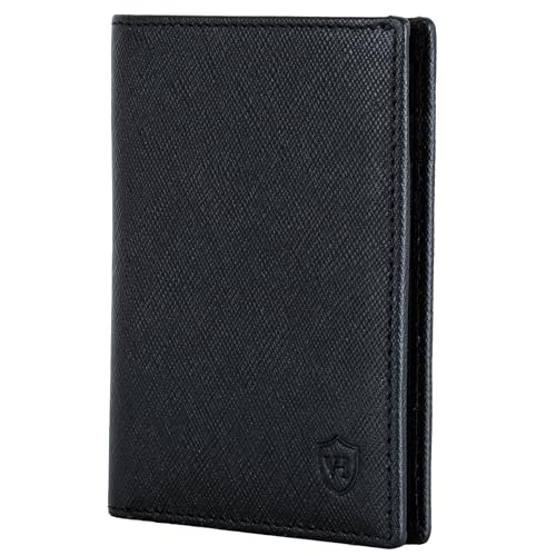 VON HEESEN® Leder Geldbörse Herren mit Münzfach & RFID Schutz I Echtleder Geldbeutel für Männer & Damen I Portemonnaie Brieftasche Wallet Portmonee (Saffiano Schwarz)