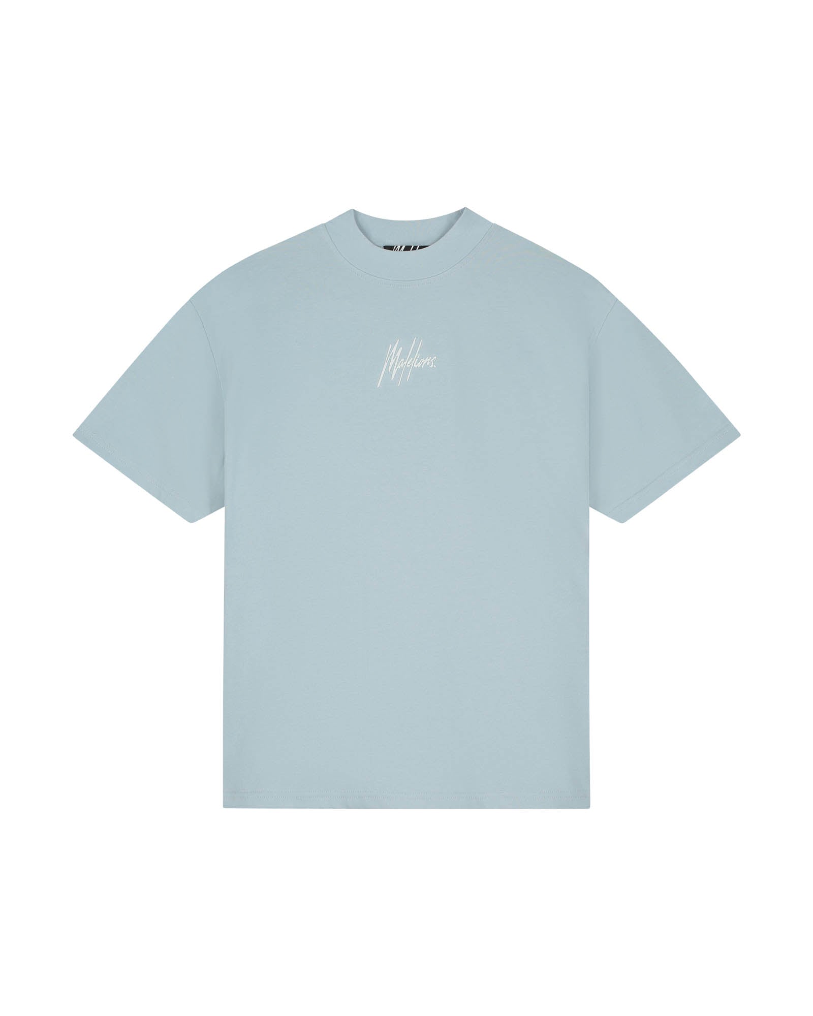 Malelions Men Oversized Striped Signature T-Shirt | Ice Blue