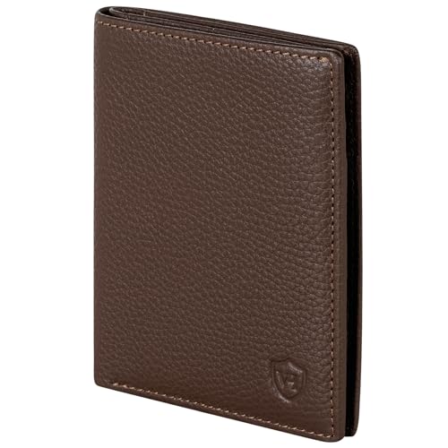 VON HEESEN® Leder Geldbörse Herren mit Münzfach & RFID Schutz I Echtleder Geldbeutel für Männer & Damen I Portemonnaie Brieftasche Wallet Portmonee (Braun)