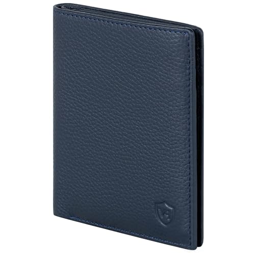 VON HEESEN® Leder Geldbörse Herren mit Münzfach & RFID Schutz I Echtleder Geldbeutel für Männer & Damen I Portemonnaie Brieftasche Wallet Portmonee (Blau)