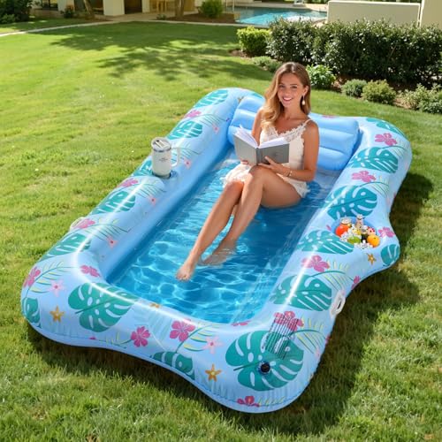 MoKo Luftmatratze Tanning Pool mit EIS Bar, 210x128cm, Blau Farbdruck