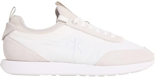 Calvin Klein Herren Runner Sneaker Retro Sock Laceup Mix mit Monogramm, Grau (Bright White/Light Grey), 40