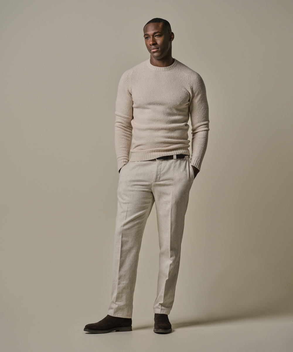 Profuomo Beige boiled wool crewneck (PPWJ30037D)