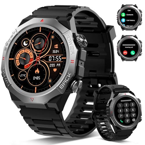 Atheewon Militär Smartwatch Herren Damen, Smart Watch mitTelefonfunktion