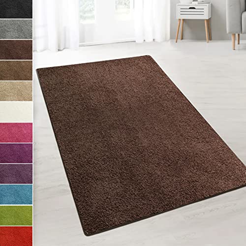 casa pura Shaggy-Teppich Barcelona (Dunkelbraun, 100 x 250 cm)