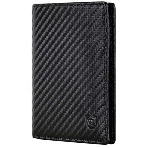 VON HEESEN® Leder Geldbörse Herren mit Münzfach & RFID Schutz I Echtleder Geldbeutel für Männer & Damen I Portemonnaie Brieftasche Wallet Portmonee (Carbon-Schwarz)