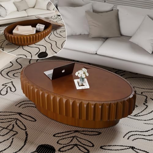 Ovaler Trommel Couchtisch (110 cm) mit Stauraum, G 43.3in