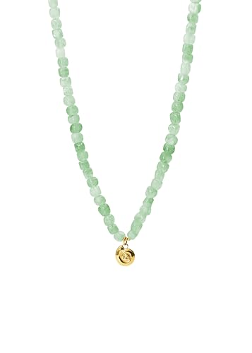 Purelei Sundial Shell Jade Damen Kette – verstellbare Halskette mit echten Jadeperlen & Muschelanhänger (35–40 cm) – Edelsteinkette aus Edelstahl 18K vergoldet, rosévergoldet oder silber (Gold)