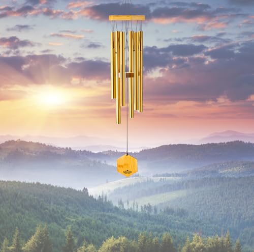 Windspiel für Menschen, die ihre Nachbarn mögen, beruhigende melodische Töne und solide konstruiertes Bambus/Aluminium-Glocke, Veranda, Garten oder Hinterhof.