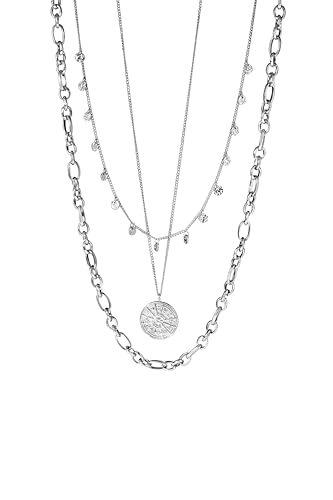 Purelei Hanalei Ketten-Set – 3-teiliges Damen Layering Schmuckset mit Malihini, Zodiac & Fashion Show Kette – Edelstahl, wasserfest, verstellbar 35–55 cm – Gold/Silber/Roségold (Silver)