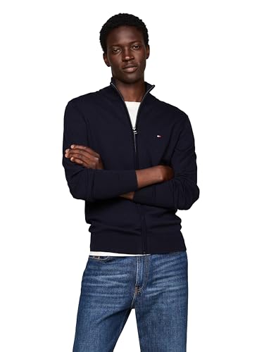 Tommy Hilfiger Herren Leichter Durchgehendem Reißverschluss Pullover, Wüstenhimmel, Medium