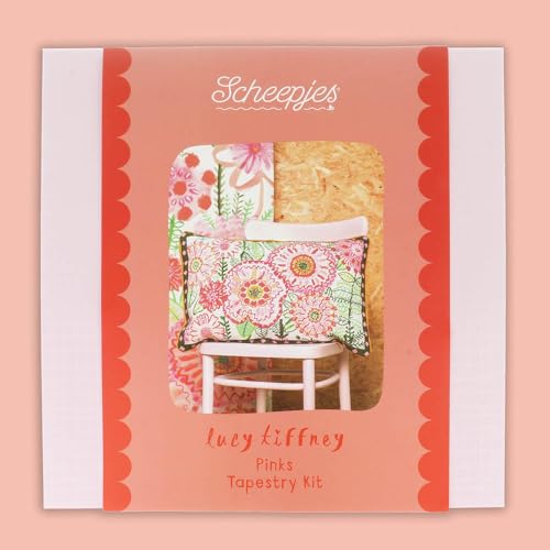 Scheepjes - Lucy Tiffney Tapetenkollektion (60 x 40 cm) Wandteppichset Pinks zur Wanddekoration – 1 Stück