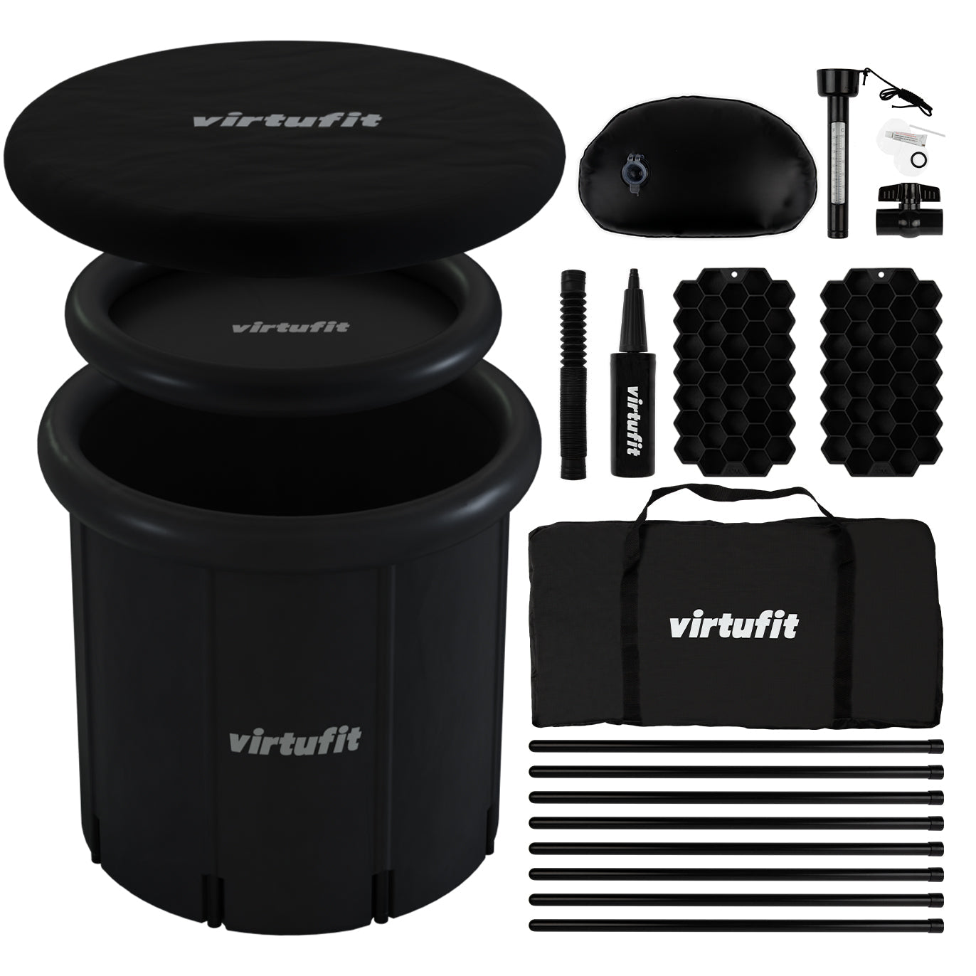 VirtuFit IJsbad XXL - 375 Liter - Antraciet - Inclusief accessoires - Tweedekans