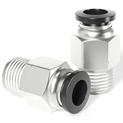 TAILONZ PNEUMATIC Außengewinde gerade, 3/8 Zoll Rohr OD x 1/8 Zoll NPT Gewinde Push zum Anschluss von Armaturen PC-3/8-N1 (10 Stück)