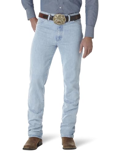 Wrangler Herren Slim Fit Cowboy-Schnitt Jeans, Goldfarbene Schnalle, 28W / 32L