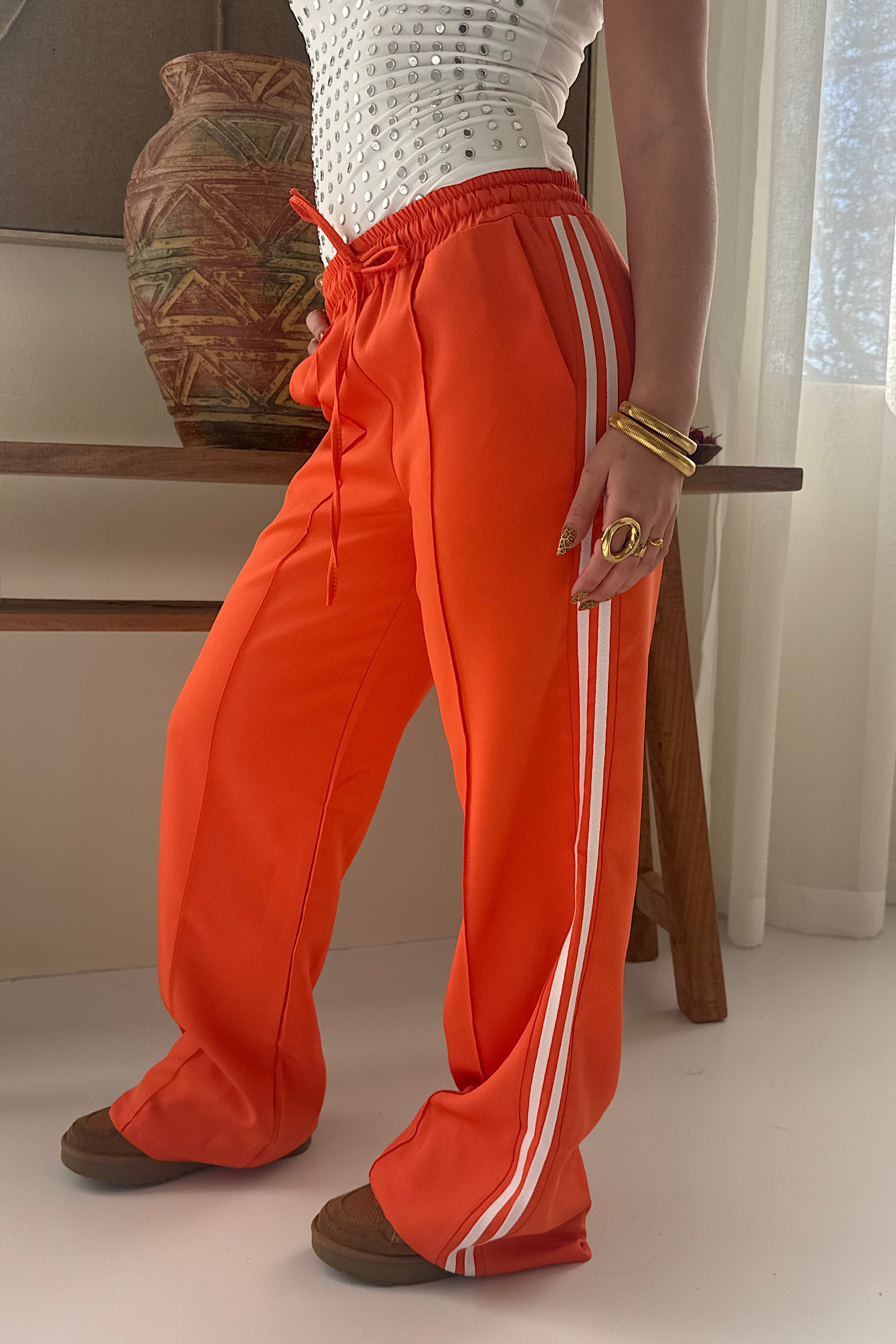 Elise Store Gestreepte Broek - Oranje