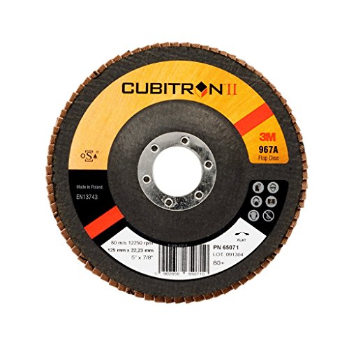 3M™ Cubitron™ II Fächerschleifscheibe 967A, 125 mm, 22,23 mm, 80+, flach, 10 Stück / Karton