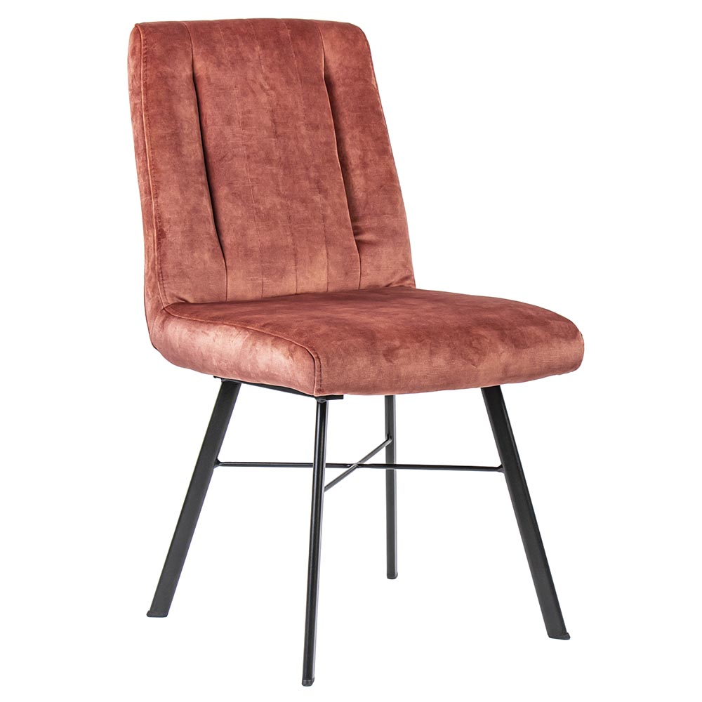 Trendy eetkamerstoel velvet blush met zwarte pootjes