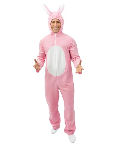 P'TIT CLOWN - Hasenkostüm - Erwachsenenkostüm - Unisex - Perfekt für Karneval, JGA, Ostern, Halloween und andere Kostümpartys - Einfach anzuziehen - Bequem (Rosa, XXL)