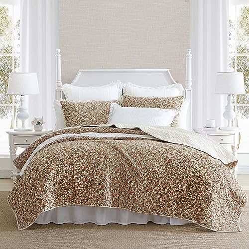 Laura Ashley - Bettwäsche-Set für King-Size-Betten, leichte Baumwollbettwäsche mit passenden Kissenbezügen, Vintage-Blumenmuster, Heimdekoration mit Fester Rückseite (Loveston Burnt Orange, King)
