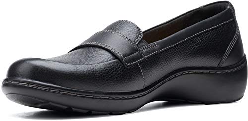 Clarks Damen Cora Daisy Slipper, Schwarzes Trommelleder, 42.5 EU Weit
