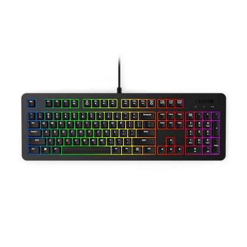 Lenovo Legion K310 RGB kabelgebundene Gaming-Tastatur – ultraschnelle Reaktionszeit mit taktilen Tasten, leiser Tastenmembranschalter, leiser Betrieb, RGB-Beleuchtung – wasserabweisend & kompaktes