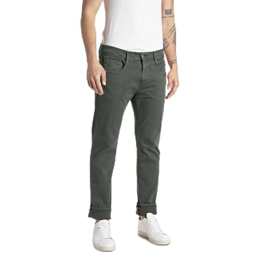 Replay Herren Jeans Anbass Hyperflex Stretch, Grün (Military Green 030-1), 36W/32L