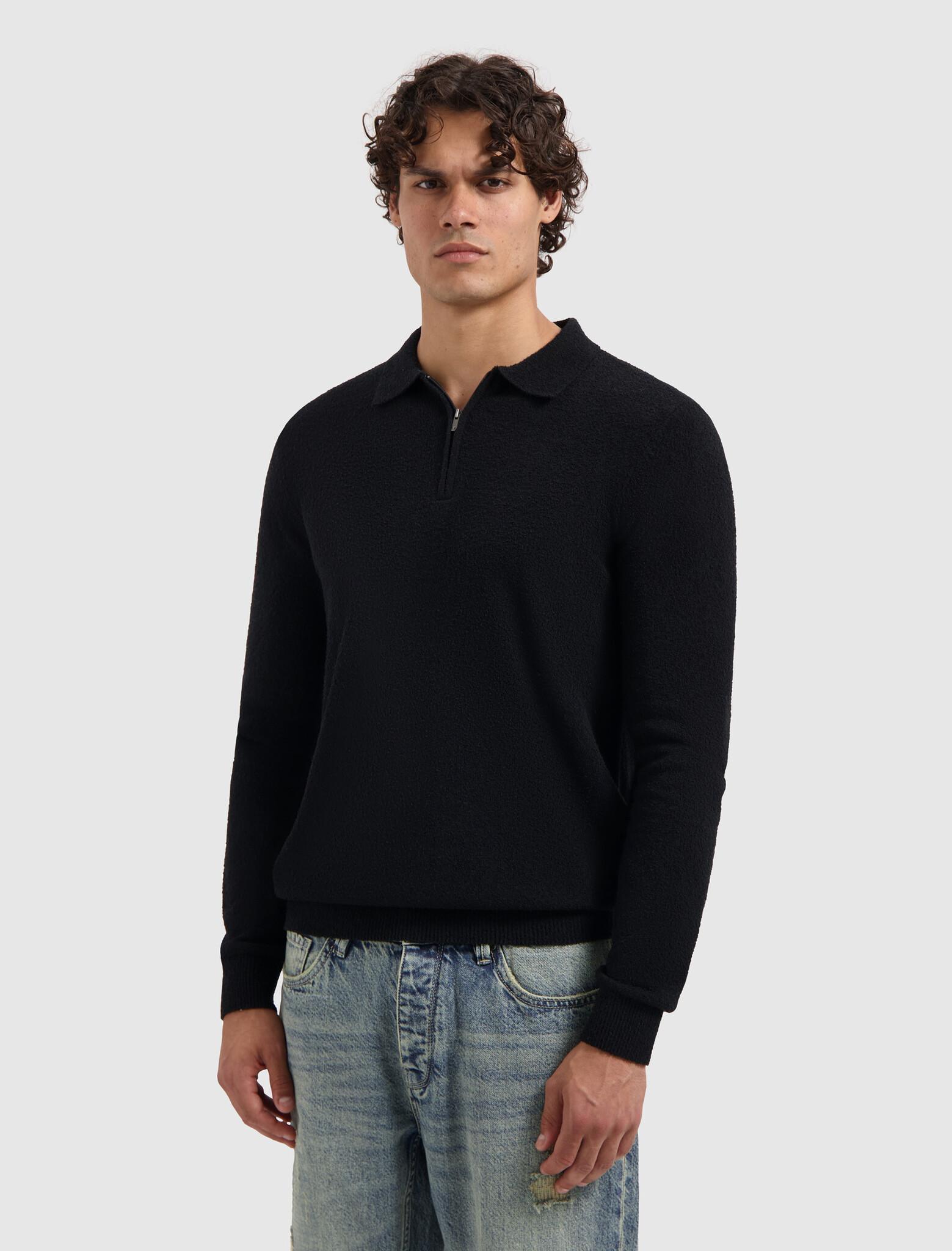 Pure Path Towel Knit Half-zip Longsleeve Polo Black (25030820 - 02)