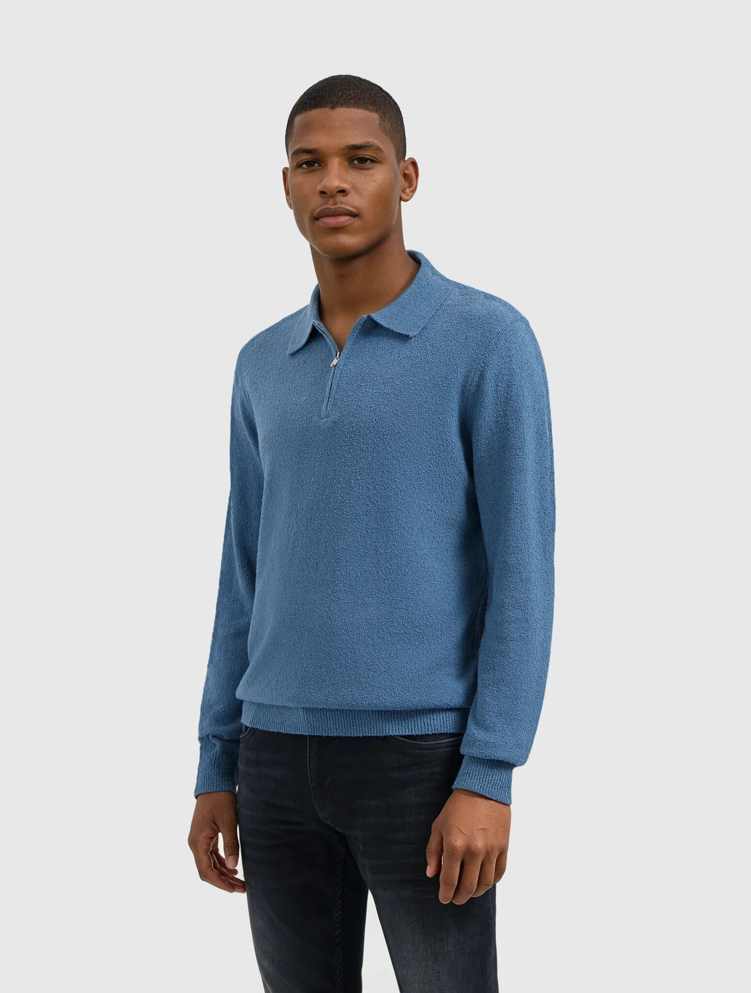Pure Path Towel Knit Half-zip Longsleeve Polo Blue Grey (25030820 - 93)