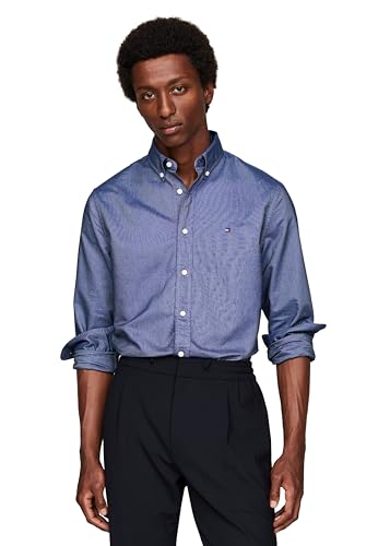 Tommy Hilfiger Langärmeliges Oxford-Hemd, Normale Passform, Herrenhemden, Button-Down-Shirts, auch erhältlich in Big und Tall, Wüstenhimmel, XL