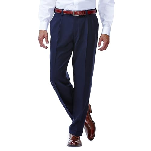Haggar Herren ECLO Stria Expandable Waist Faltenband vorne - Blau - 34W / 32L