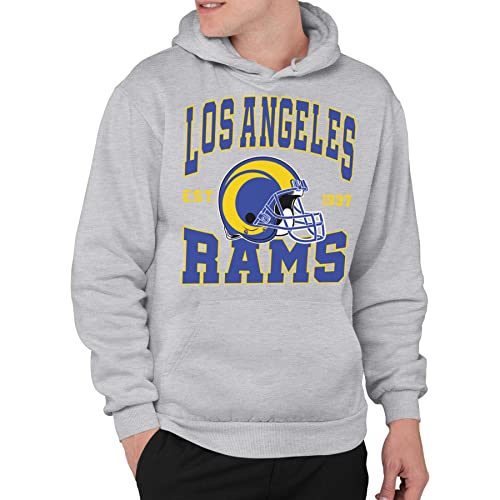 Junk Food NFL - Los Angeles Rams - Team Helmet - Unisex Adult Pullover Fleece Hoodie for Men and Women - Size Medium