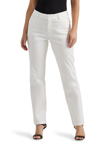 Lee Damen Hose mit geradem Bein, knitterfrei, entspannte Passform, gerades Bein, Helles Weiß, 38 Kurz