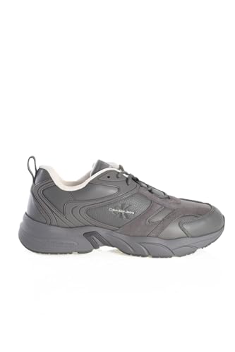 Calvin Klein Herren Chunky Sole Sneaker Retro Tennis Low Lace aus Leder, Grau (Charcoal Grey), 46