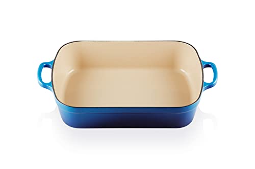 Le Creuset Signature Gusseisen-Bratreine, 33 cm, Rechteckig, Für alle Herdarten und Induktion geeignet, Volumen: 4,9 l, 3,85 kg, Azure, 20184332202422, 20184332202422