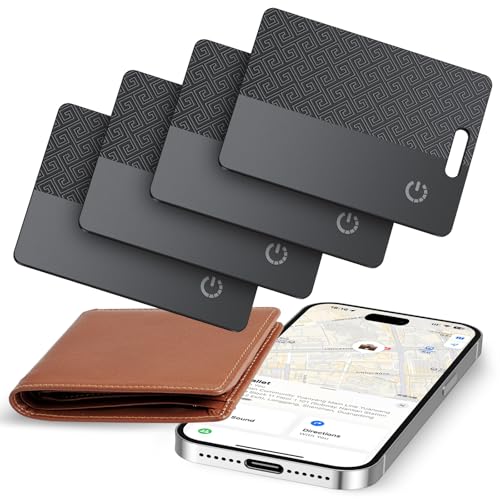 Dünne Geldbörsen-Tracker-Karte (nur iOS), Tracking Card mit Apple Find My, GPS Tracker, Unterstützt Kabelloses Laden, 10 Jahre Batterielaufzeit für Wallet, Reisepässe, Gepäck, Reisepässe, Schwarz