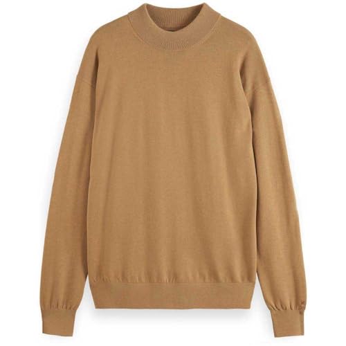Scotch & Soda Herren Pullover Sweater Core - Dropped Shoulder Mock Neck Pullover, Light Camel,L