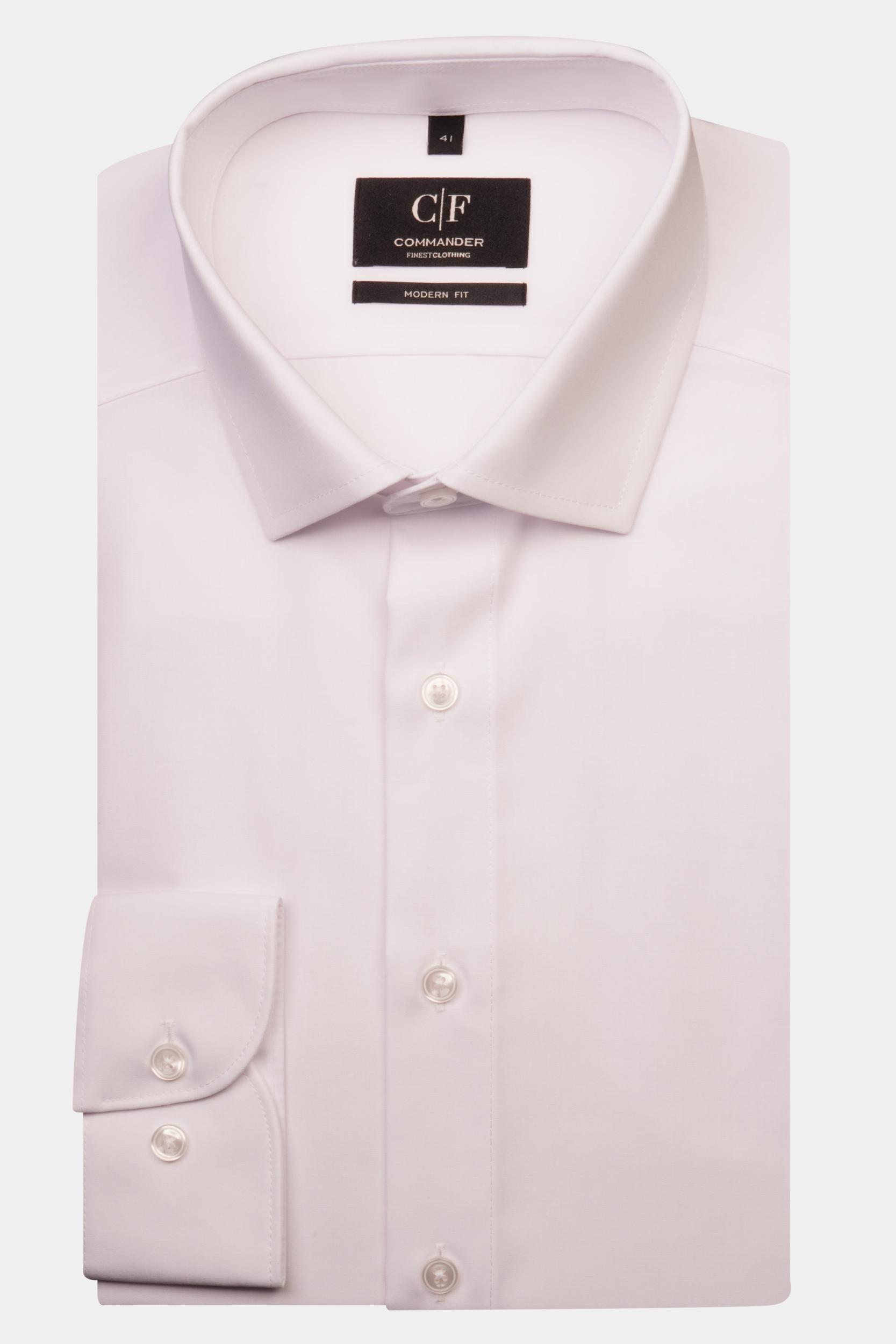 50% Korting Commander Business Hemd Lange Mouw Wit Cityhemd Modern Fit 1/1 Arm 213011976/102 | Bos Men Shop