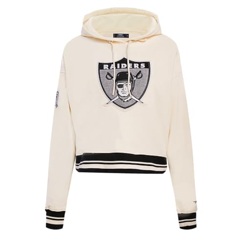 Pro Standard Womens NFL Las Vegas Raiders Retro Classics Cropped Kapuzensweatshirt Eggshell/Schwarz M