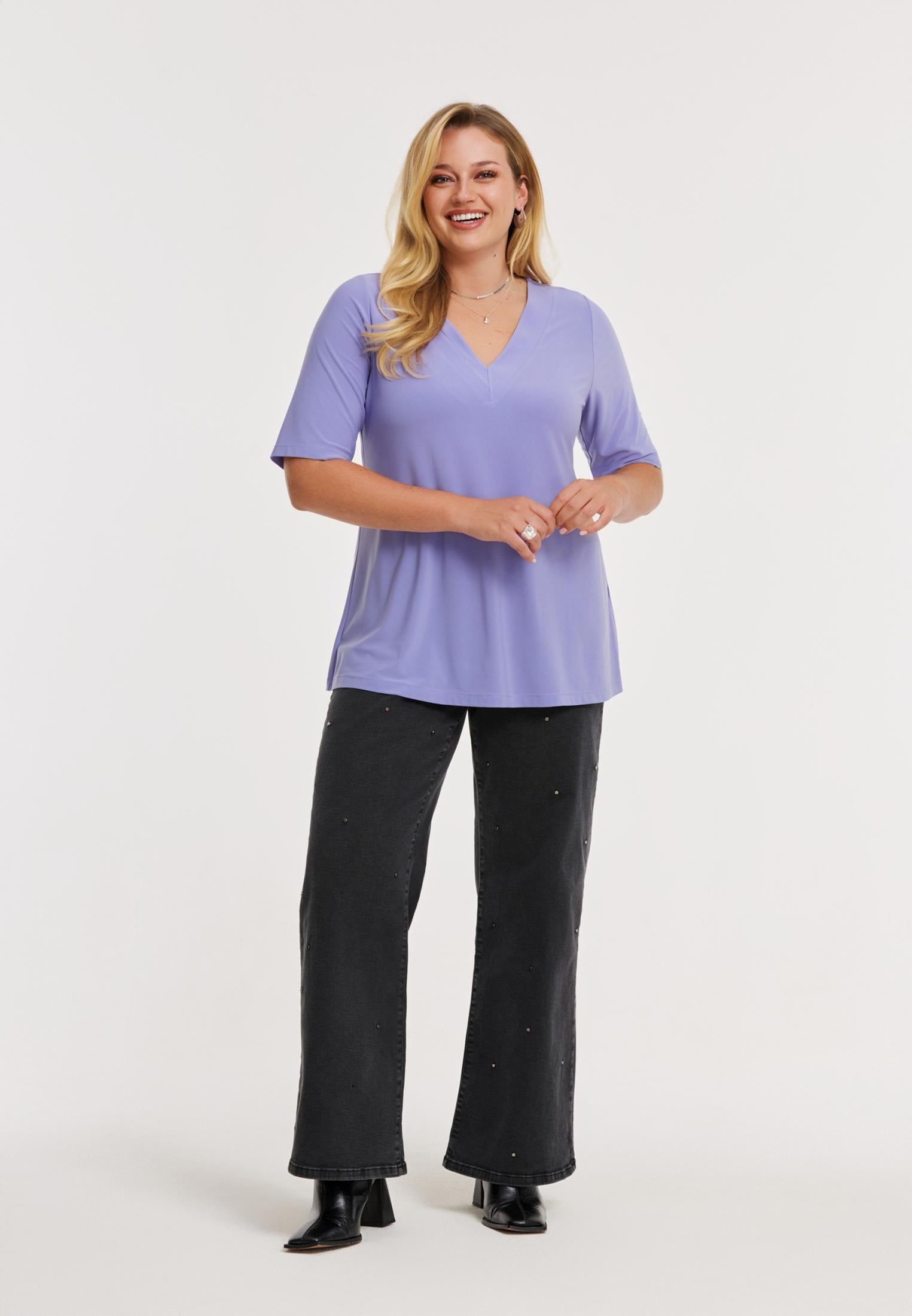 Jeans wide leg 5-pockets studs