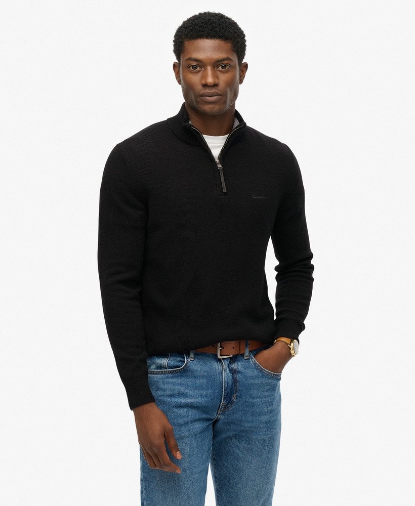 Superdry WOOL BLEND HALF ZIP JUMPER Black (M6110688A - 02A)