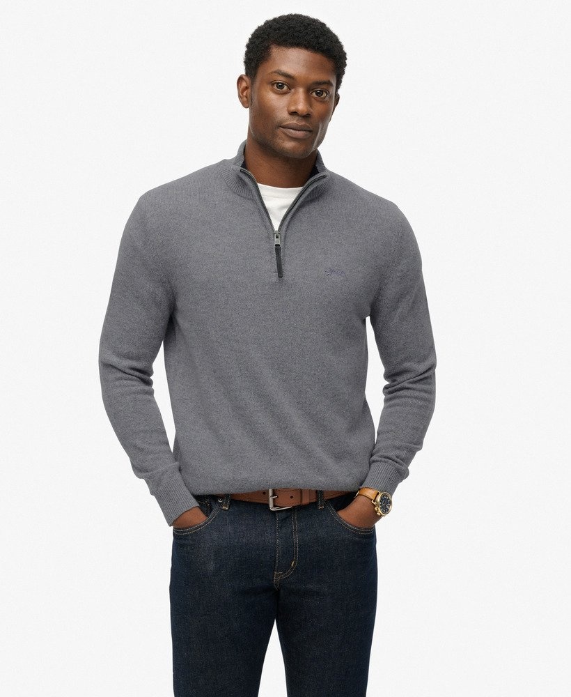 Superdry WOOL BLEND HALF ZIP JUMPER Blue Grey Marl (M6110688A - H4R)