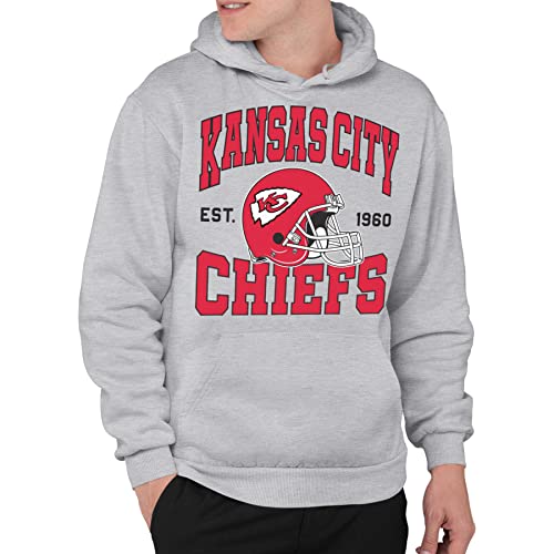 Junk Food NFL - Kansas City Chiefs - Team Helmet - Unisex Adult Pullover Fleece Hoodie for Men and Women - Size Medium
