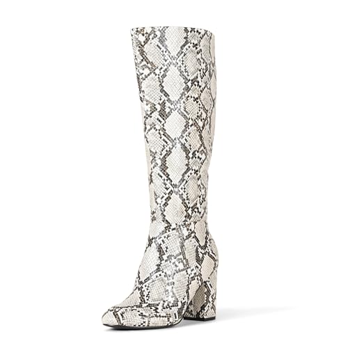 Amazon Essentials Damen Stiefel mit hohem Absatz, Schlange Kunstleder, 37 EU