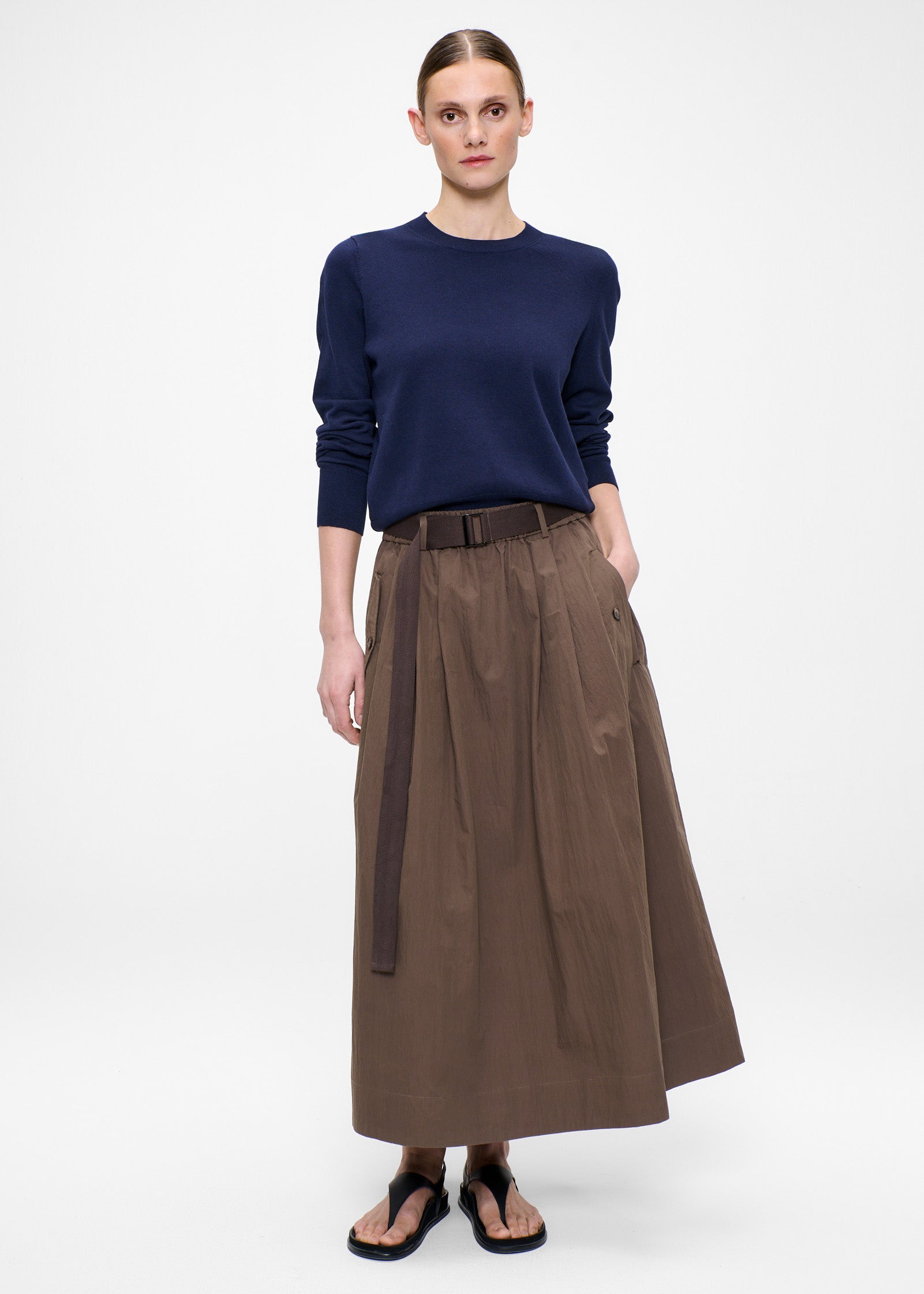 COTTON CASHMERE ROUND NECK PULLOVER