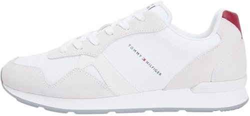 Tommy Hilfiger Herren Runner Sneaker Maxlite Mix zum Schnüren, Weiß (White), 43